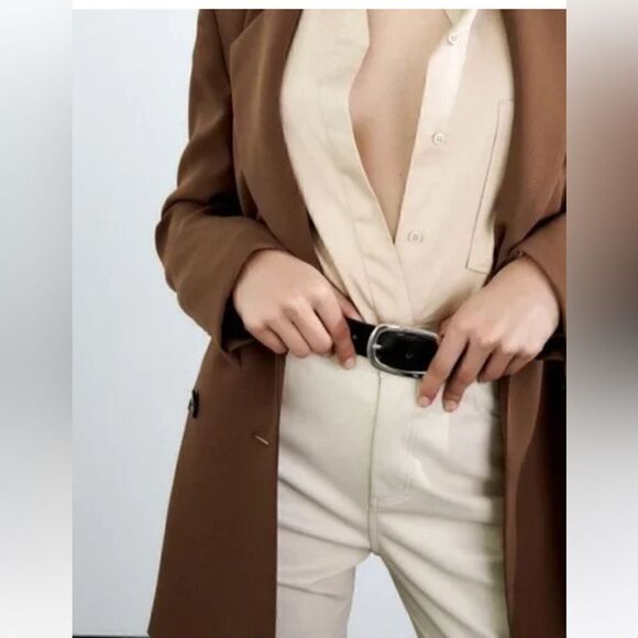 NWT Zara FAUX LEATHER BELTED TROUSERS SZ 2 - Picture 7 of 7